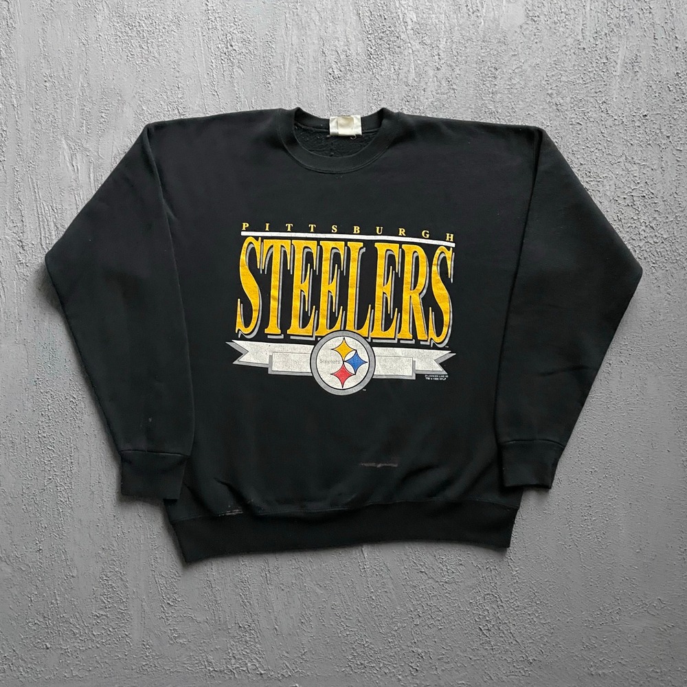 Vintage Pittsburgh Steelers Sweatshirt Mens Extra Large Black 90s Lee NFL